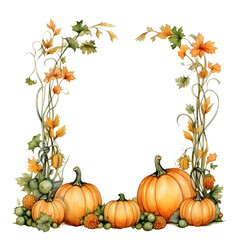 Naklejka na ściany i meble Autumnal Watercolor Frames, Hand-Painted Thanksgiving Decor