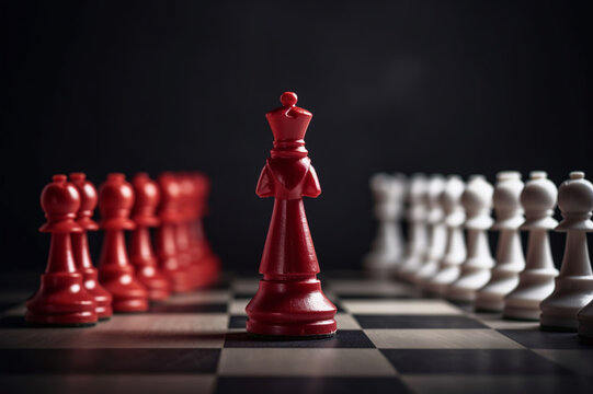 chessboard with chess pieces, strategic business ideas concept, chess battle, business strategy concept. 3D rendering.