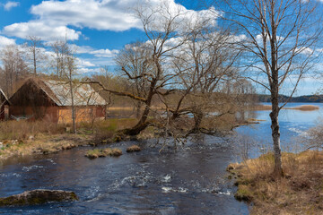 Flood after the snow melt in spring in Varmland / Sweden