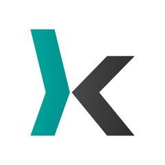 Obraz premium Persian Green and Black Lowercase Arrow Shaped Letter K Icon