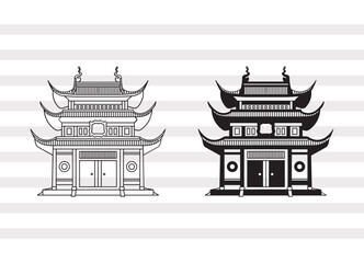 Building Of Chinese SVG, Pagoda Svg, Pagoda Tower Svg, Temple House Bundle