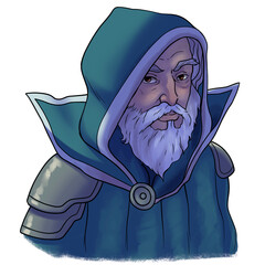 PNG transparent background fantasy character illustration. Male human wizard. digital illustration.	
