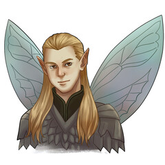 PNG transparent background fantasy character illustration. Male elf hunter . digital illustration.	

