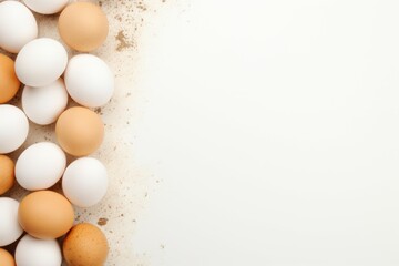 Naklejka na ściany i meble Oval Eggs background. Shell protein yolk. Generate Ai