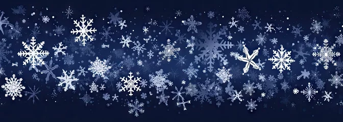 Fotobehang merry christmas background with snowflakes on blue background Generative AI © SKIMP Art