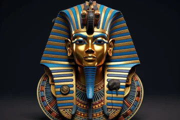 Foto op Canvas Golden Egyptian king head. Ancient culture. Fictional person. Generate Ai © juliars