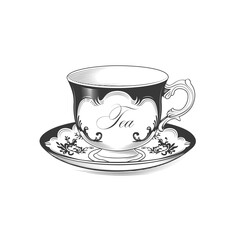 Cup of tea. Vintage style vector illustration