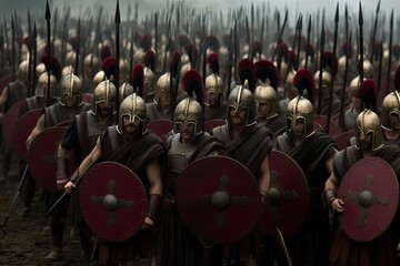 March of 300 warriors from Sparta and prepare for the Persian War. - obrazy, fototapety, plakaty