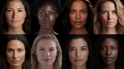 faces of different ethnicities and ages of women