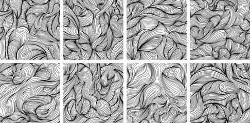 Backdrop cover template hand drawn set. Abstract wavy curve line background collection wallpaper or poster.