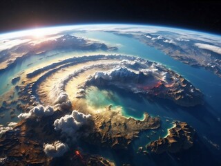 View of the fantasy earth from space