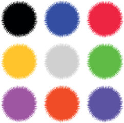 Set of multi-colored fluffy balls on a transparent background
