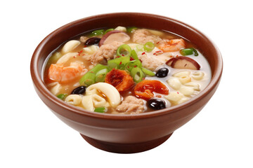 Delicious Eight Treasure Soup Serve on Bowl, Chinese Soup Cuisine, Transparent Background - obrazy, fototapety, plakaty