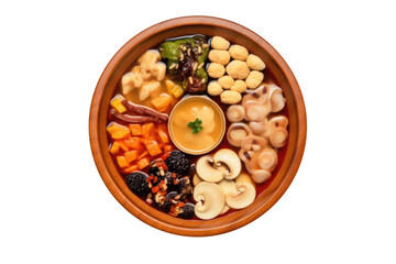 Delicious Eight Treasure Soup Serve on Bowl, Chinese Soup Cuisine, Top View, Transparent Background