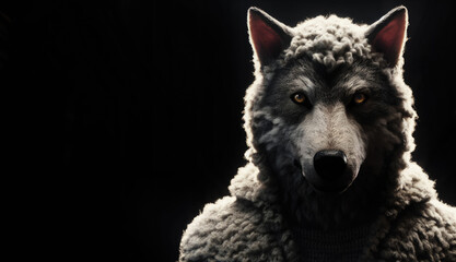 Wolf in sheep clothing. Deceptive Disguise: The Wolf in Sheep's Clothing.
Beware of False Prophets: A Biblical Warning. - obrazy, fototapety, plakaty