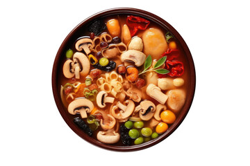 Delicious Eight Treasure Soup Serve on Bowl, Chinese Soup Cuisine, Top View, Transparent Background