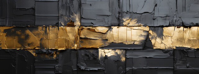 Abstract gold and black paint background