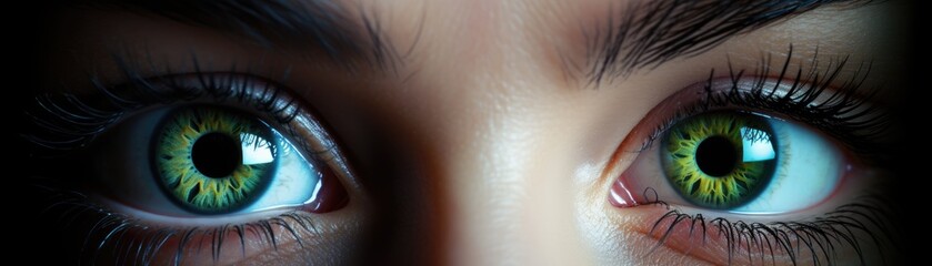 Green eyes. close-up macro photography. Human eye. Woman, female, she, feminine, pretty. Cornea,...