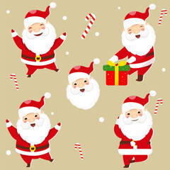 Hand drawing vector of cute  santa claus clip art cristmas collection