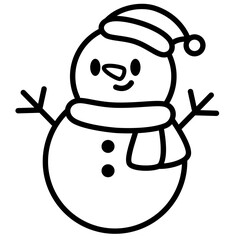 Cute Christmas snowman outline cartoon doodle	
