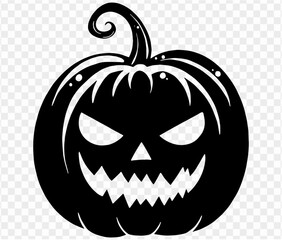 Isolated vector illustration of Halloween pumpkin icon featuring scary and funny pumpkin monster face on white background.