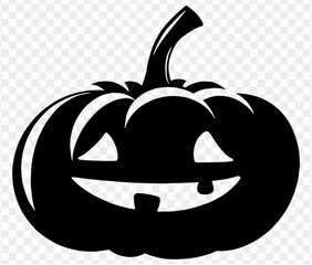 Isolated vector illustration of Halloween pumpkin icon featuring scary and funny pumpkin monster face on white background.