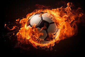 Fototapeta premium Fiery Soccer ball flame. Art score goal. Generate Ai