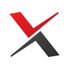Obraz premium Red and Black Tick Shaped Letter X Icon