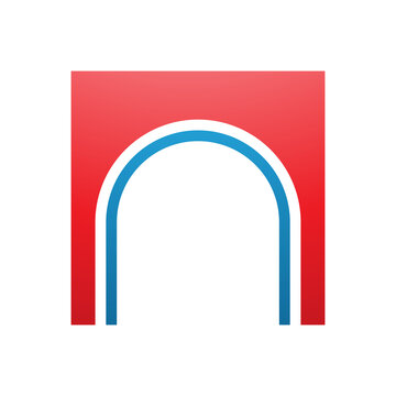 Red and Blue Arch Shaped Letter N Icon