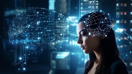 Artist woman using AI Art Assistant to generate image