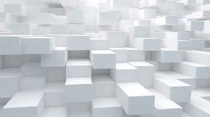 Abstract background with a stack of white block technology buildings, AI generative