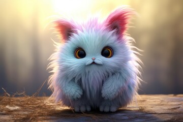 Charming Fuzzy cute beasty. Monster character. Generate Ai - obrazy, fototapety, plakaty