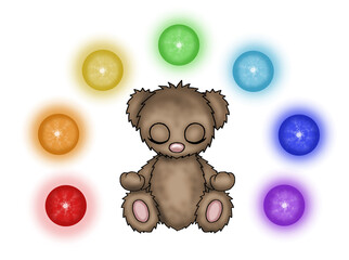 teddy bear with chakras meditation