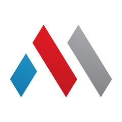 Red and Blue Letter M Icon with Rectangles