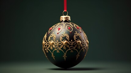 Detailed Christmas Bauble with Pattern Isolated on the Minimalist Background
