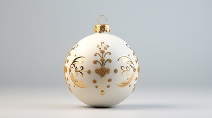 Detailed Christmas Bauble with Pattern Isolated on the Minimalist Background
