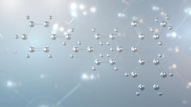 fentanyl molecular structure, 3d model molecule, opiate agonists, structural chemical formula view from a microscope