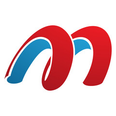 Red and Blue Spring Shaped Letter M Icon