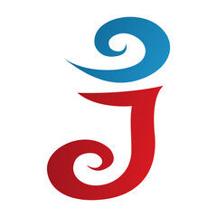 Obraz premium Red and Blue Swirl Shaped Letter J Icon