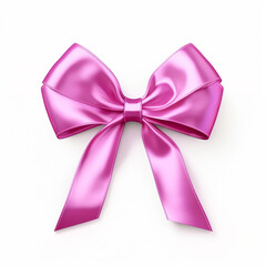Round breast cancer awareness ribbon on white background