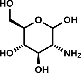 D-glucosamine structural formula, vector illustration