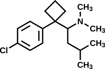 Sibutramine structural formula, vector illustration