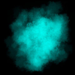 Turquoise color powder explosion isolated on black background. Royalty high-quality free stock...