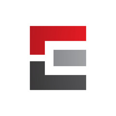 Red Black and Grey Rectangular Letter E Icon
