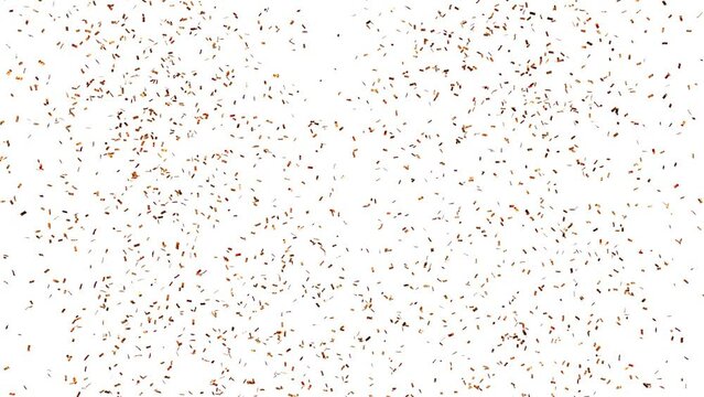 red and gold confetti rain launched from a cannon slowly falling - separated alpha channel - 4k 60fps