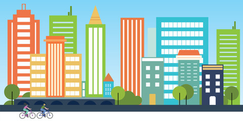 urban city skyline illustration vector