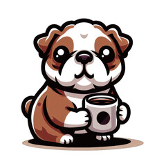 Fototapeta premium Playful Bulldog Pup Sticker, GENERATIVE AI