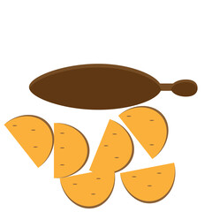 chicken leg with potatoes on a white background