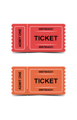 Red and orange tickets for entrances
