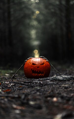 Halloween Kürbis im Wald